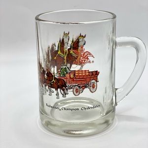 *VINTAGE* Budweiser Clydesdales Glass Christmas Mug